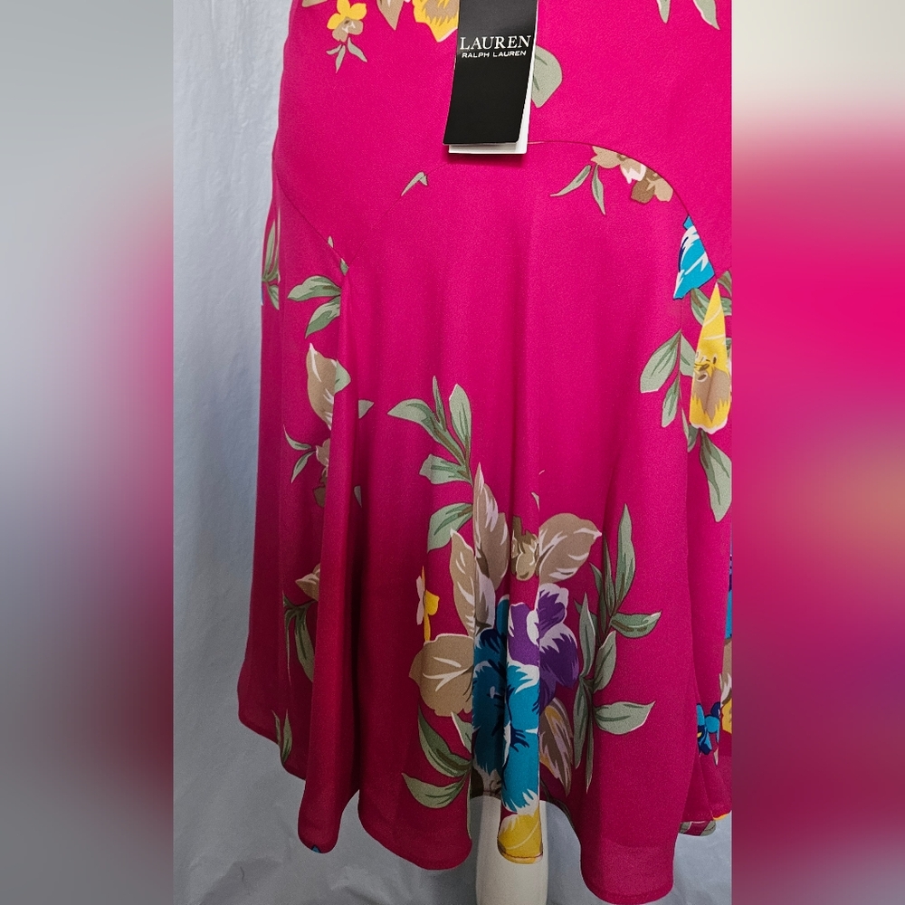 Lauren Ralph Lauren Floral Midi Skirt in Fuchsia NWT - Picture 7 of 9